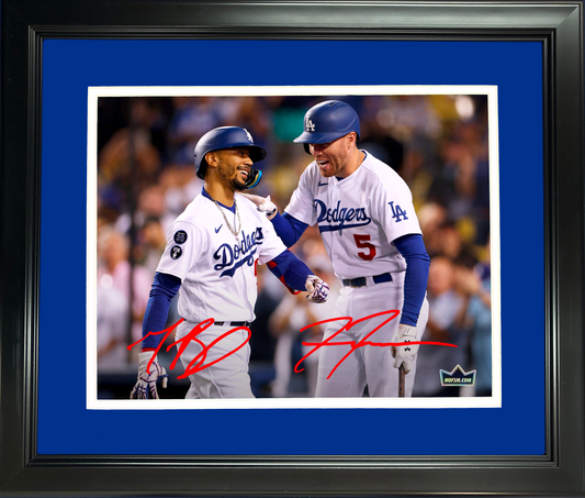 Framed Freddie Freeman & Mookie Betts Dual Los Angeles Dodgers Facsimile Laser Engraved Signature Auto 11"x14" Baseball Photo HOFSM Holo