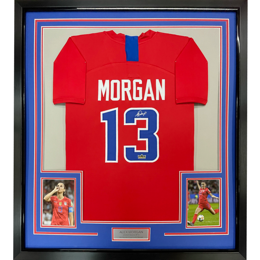 Framed Facsimile Autographed Alex Morgan 35x39 United States USA Red World Cup Reprint Laser Auto Soccer Jersey