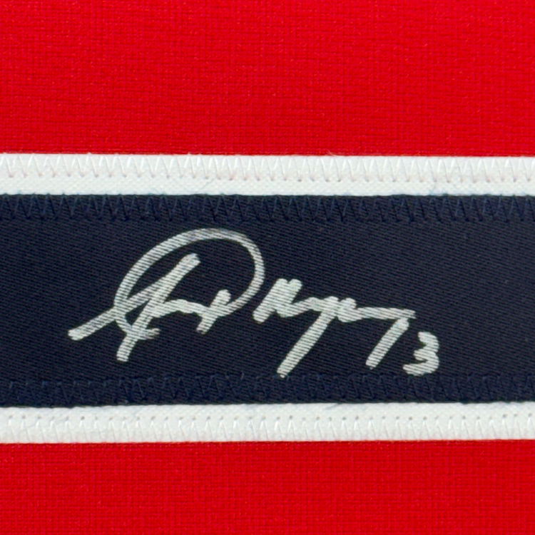 Framed Autographed/Signed Alex Morgan 35x39 Red Soccer Team USA World Cup Jersey JSA COA