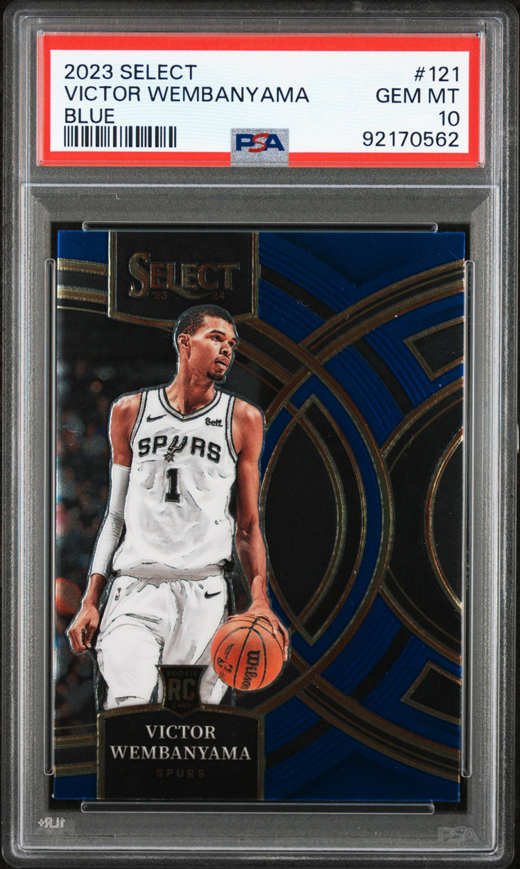 Graded 2023 Panini Select Victor Wembanyama #121 Blue Rookie RC Basketball Card PSA 10 Gem Mint