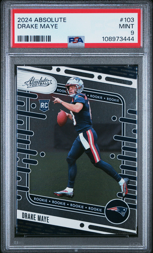 Graded 2024 Panini Absolute Drake Maye #103 Rookie RC Football Card PSA 9 Mint