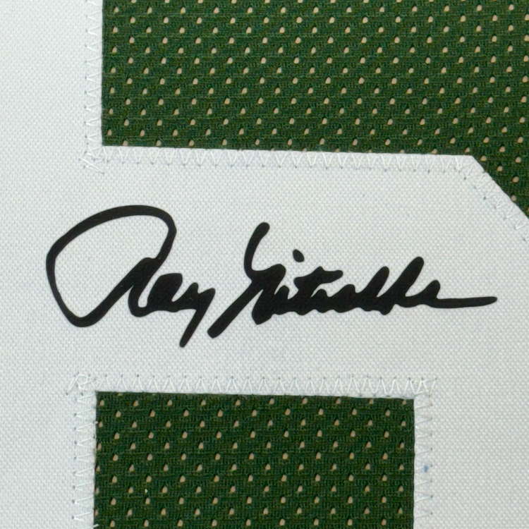 Framed Facsimile Autographed Ray Nitschke 35x39 Green Bay Green Reprint Laser Auto Football Jersey