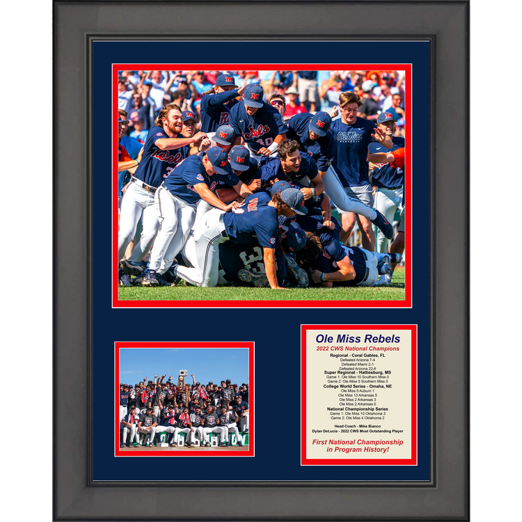 Framed Ole Miss Rebels 2022 College World Series National Champions 11"x14" Baseball Three Photo Collage