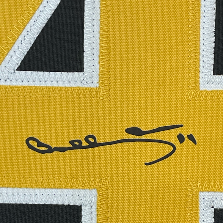 Framed Facsimile Autographed Bobby Orr 35x39 Boston Black Reprint Laser Auto Hockey Jersey