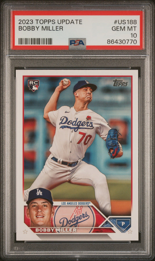 Graded 2023 Topps Update Bobby Miller #US188 Rookie RC Baseball Card PSA 10 Gem Mint