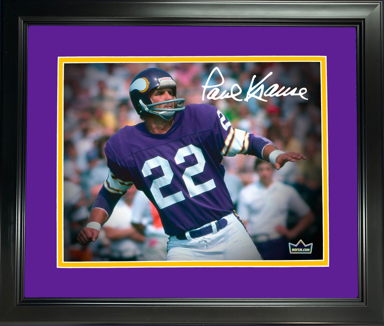 Framed Paul Krause Minnesota Vikings Facsimile Laser Engraved Signature Auto 11"x14" Football Photo HOFSM Holo