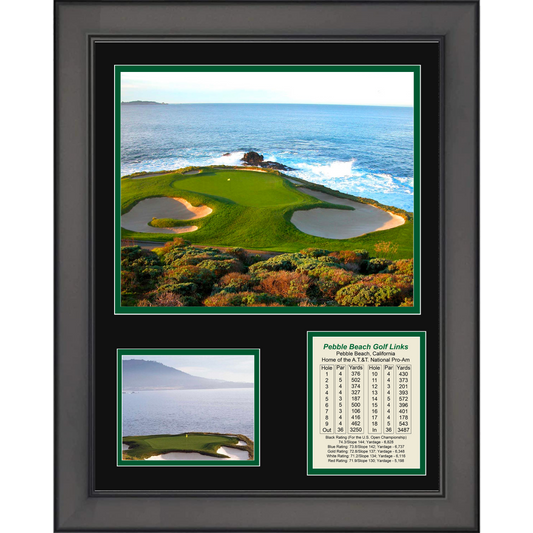 Framed Pebble Beach Golf Links Home of The National Pro-Am LIV PGA Golf 11"x14" Three Photo Collage