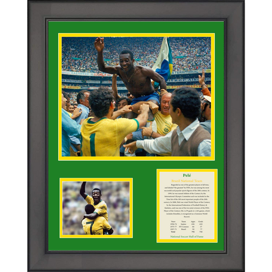 Framed Pele Hall of Fame Brazil National Team Soccer Futbol 11"x14" Three Photo Collage