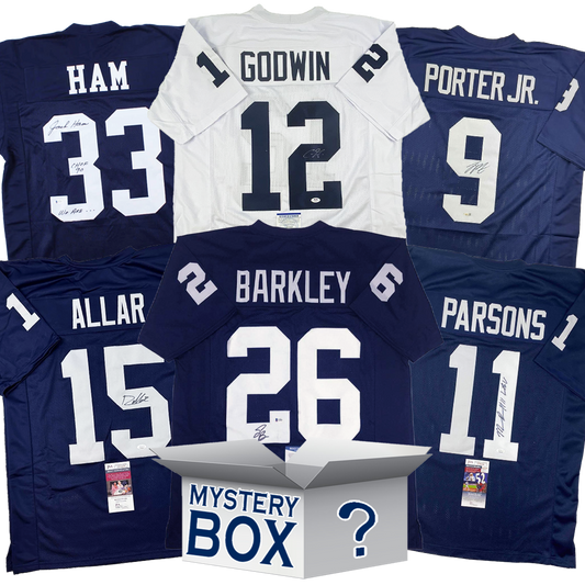Autographed/Signed Penn State University College Football Jersey Mystery Box with PSA JSA or Beckett COA
