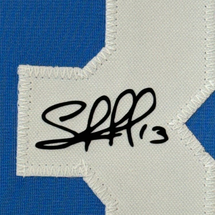 Framed Facsimile Autographed Salvador Perez 35x39 Kansas City Blue Reprint Laser Auto Baseball Jersey