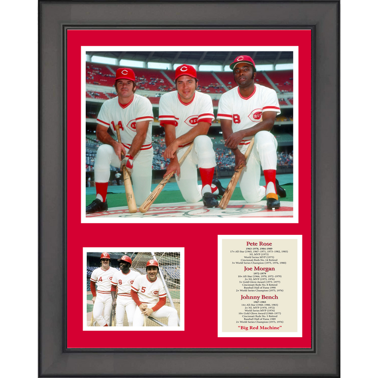 Framed Pete Rose, Joe Morgan & Johnny Bench  Big Red Machine 11"x14" Baseball Three Photo Collage