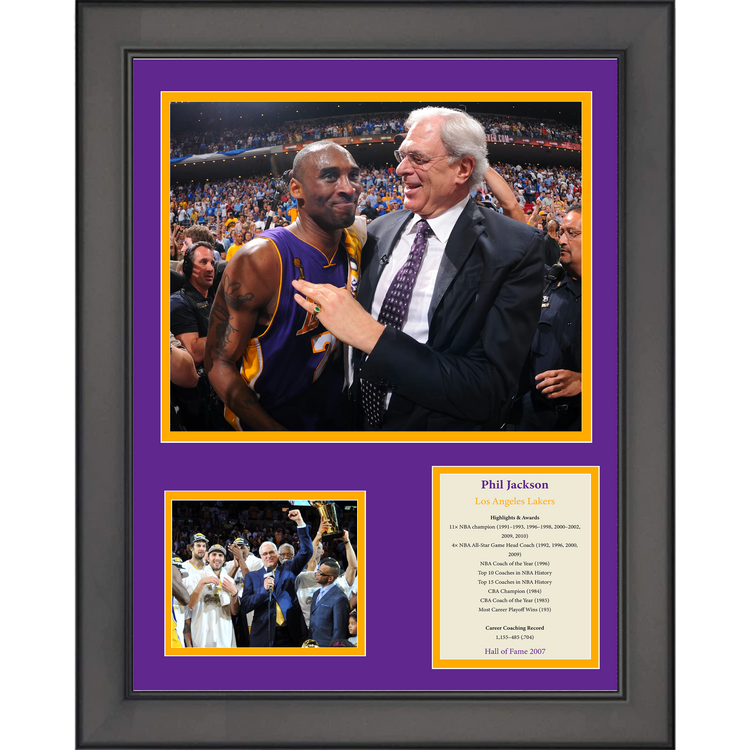Framed Phil Jackson Hall of Fame Los Angeles Lakers Basketball 11"x14" Three Photo Collage