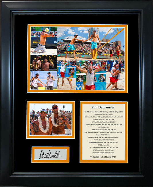 Framed Phil Dalhausser Bach Volleyball Hall of Fame AVP FIVB Facsimile Laser Engraved Signature Auto USA Olympics 11"x14" Photo Sig Collage