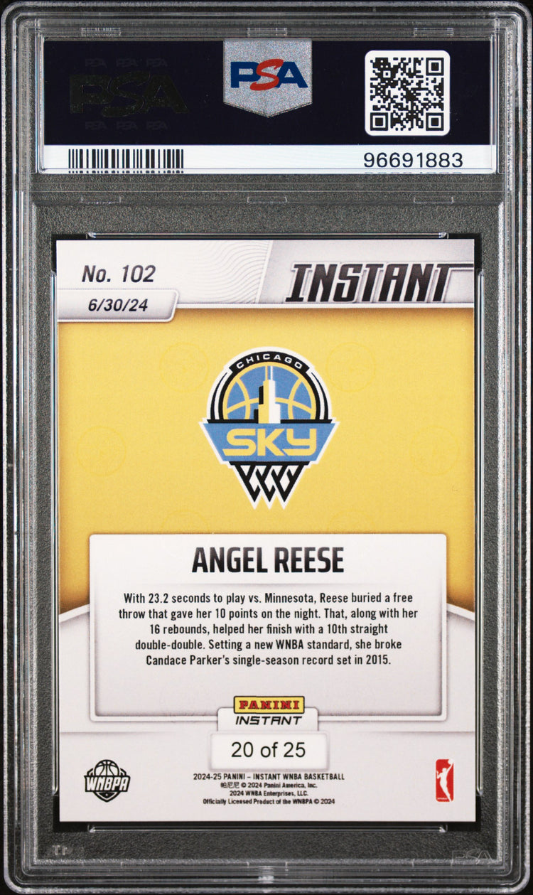 Graded 2024 Panini Instant WNBA Angel Reese #102 Jungle /25 Rookie RC Basketball Card PSA 10 Gem Mint
