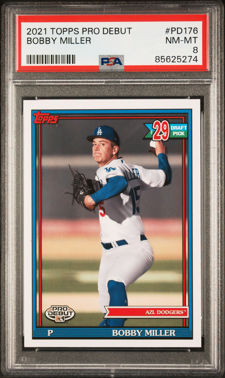 Graded 2021 Topps Pro Debut Bobby Miller #PD176 Rookie RC Baseball Card PSA 8 Near Mint