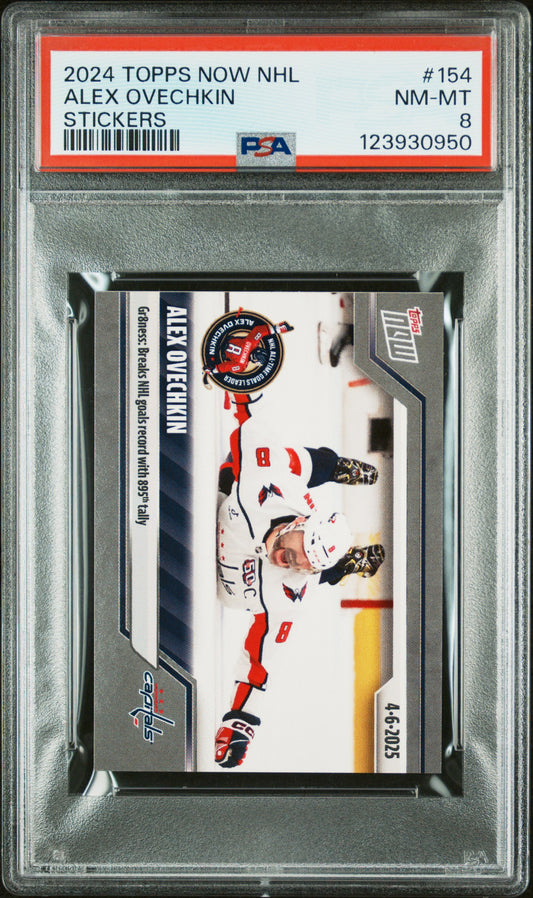 Graded 2024 Topps Now Alex Ovechkin #154 Stickers Hockey Card PSA 8 Near Mint
