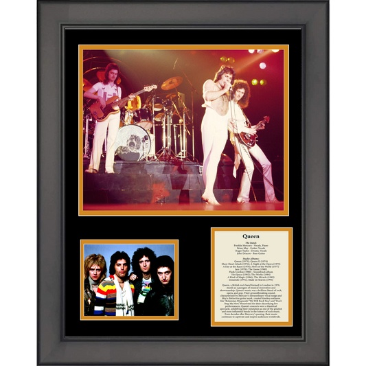 Framed Queen Band Members & Discography 11"x14"Music Three Photo Collage