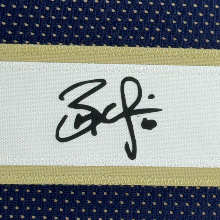Framed Facsimile Autographed Brady Quinn 35x39 Notre Dame Blue Reprint Laser Auto College Football Jersey