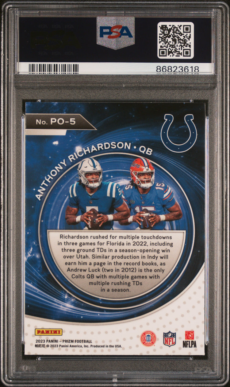 Graded 2023 Panini Prizm Anthony Richardson #PO5 Portals Rookie RC Football Card PSA 10 Gem Mint