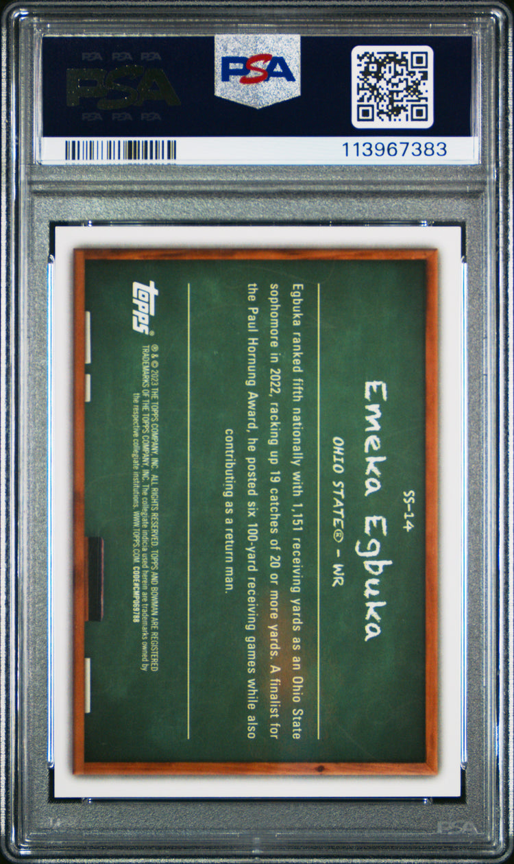 Graded 2023 Topps Bowman U Best Emeka Egbuka #SS14 Studios Stars Geometric Rookie RC Football Card PSA 10 Gem Mint