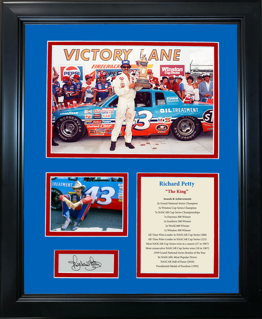 Framed Richard Petty Hall of Fame Facsimile Laser Engraved Signature Auto 11"x14"Photo Sig Collage
