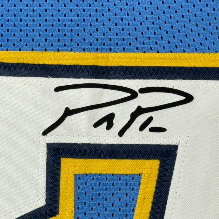 Framed Facsimile Autographed Philip Rivers 35x39 Los Angeles LA Powder Blue Reprint Laser Auto Football Jersey