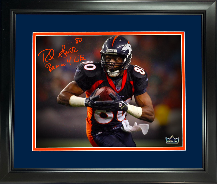 Framed Rod Smith Bronco 4 Life Denver Broncos Facsimile Laser Engraved Signature Auto 11"x14"Football Photo HOFSM Holo