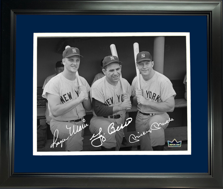Framed Roger Maris, Yogi Berra & Mickey Mantle New York Yankees Facsimile Laser Engraved Signature Auto 11"x14"Baseball Photo HOFSM Holo
