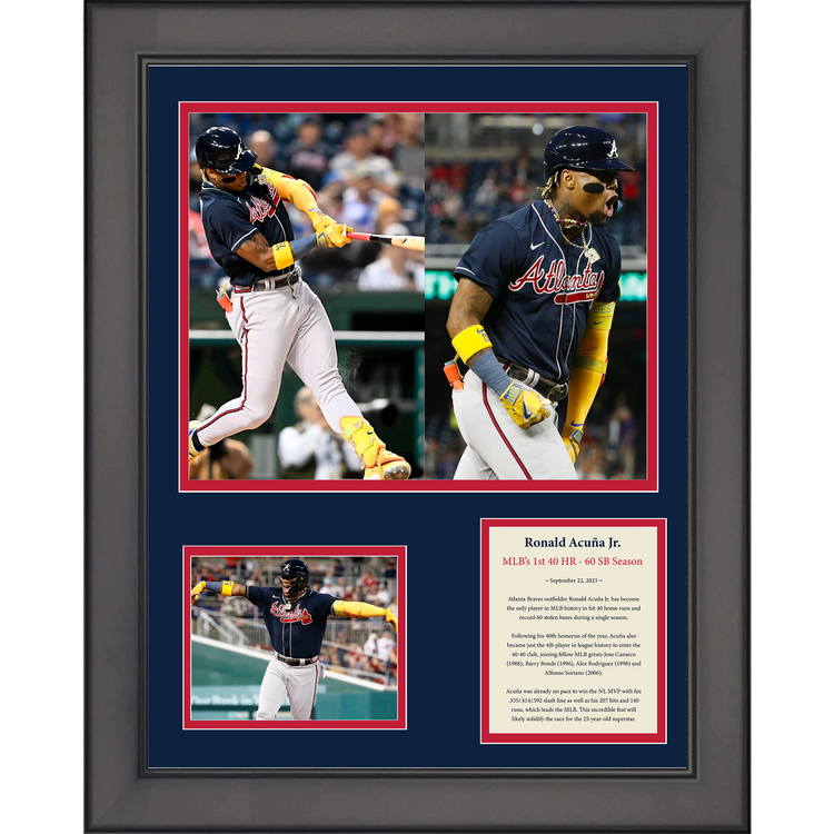 Framed Ronald Acuna Jr. MLB's First 40-60 Season Baseball 11"x14" Three Photo Collage