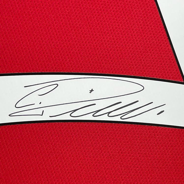 Framed Autographed/Signed Cristiano Ronaldo 35x39 Manchester United Red Current Soccer Jersey Beckett BAS COA/LOA