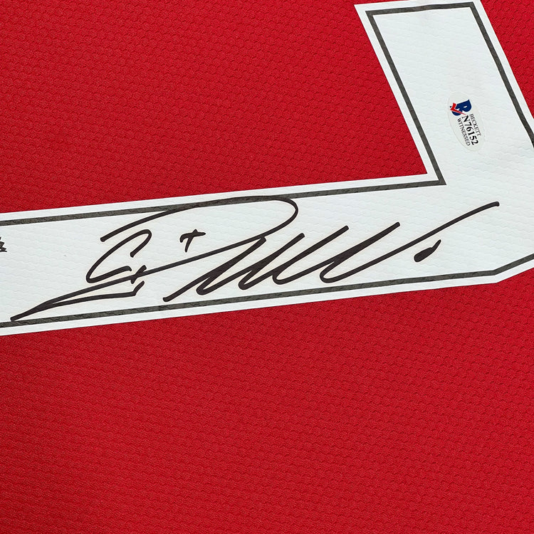 Framed Autographed/Signed Cristiano Ronaldo 35x39 Manchester United Red Soccer Futbol Jersey Beckett BAS COA