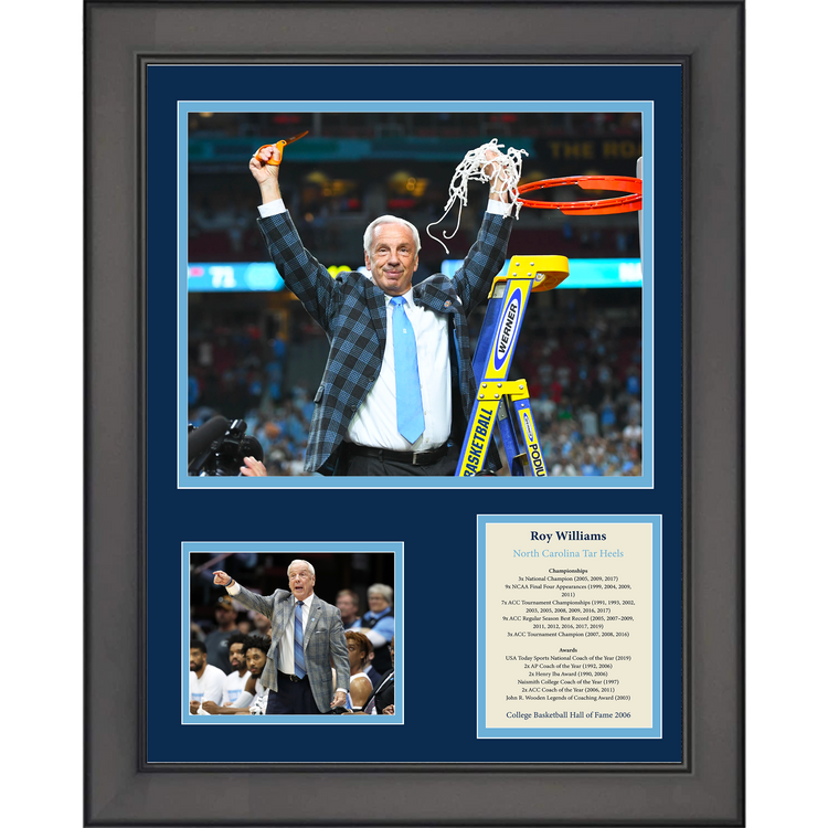 Framed Roy Williams Hall of Fame North Carolina Tar Heels NCAA Basketball 11"x14"Three Photo Collage