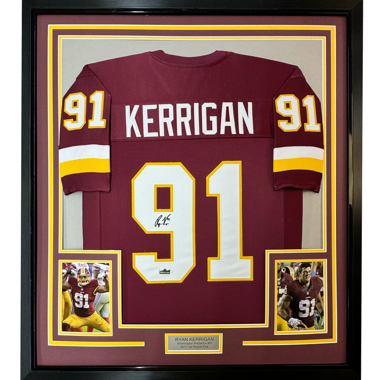 Framed Facsimile Autographed Ryan Kerrigan 35x39 Washington Red Reprint Laser Auto Football Jersey