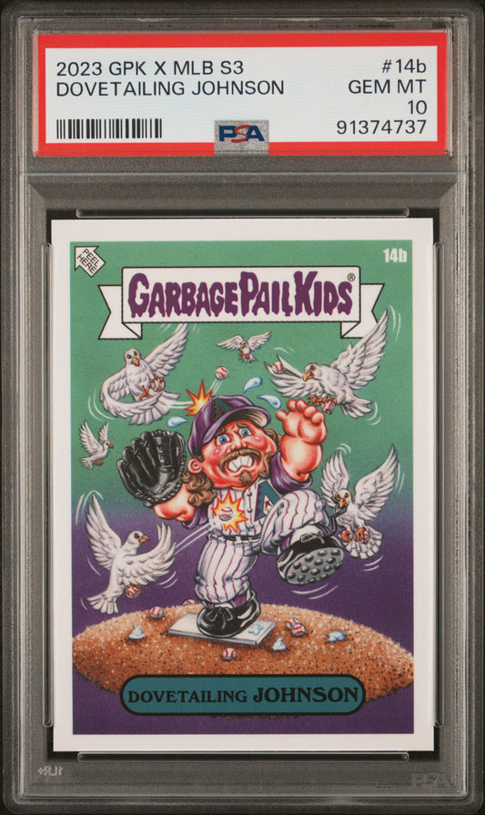 Graded 2023 Topps Garbage Pail Kids Randy Johnson #14B Dovetailing Johnson Baseball Card PSA 10 Gem Mint