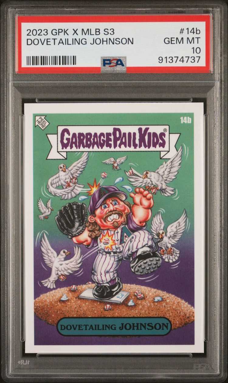 Graded 2023 Topps Garbage Pail Kids Randy Johnson #14B Dovetailing Johnson Baseball Card PSA 10 Gem Mint
