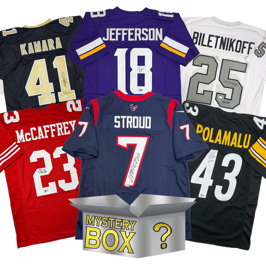 Autographed/Signed Football SILVER Series 3 Jersey Mystery Box with PSA JSA or Beckett COA