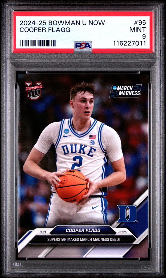 Graded 2024 Topps Bowman U Now Cooper Flagg #95 Rookie RC Basketball Card PSA 9 Mint