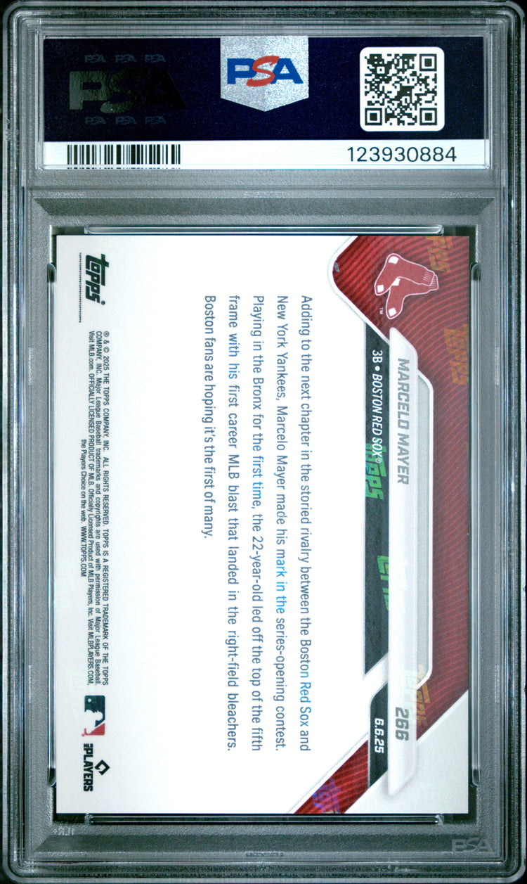 Graded 2025 Topps Now Marcelo Mayer #266 Rookie RC Baseball Card PSA 10 Gem Mint