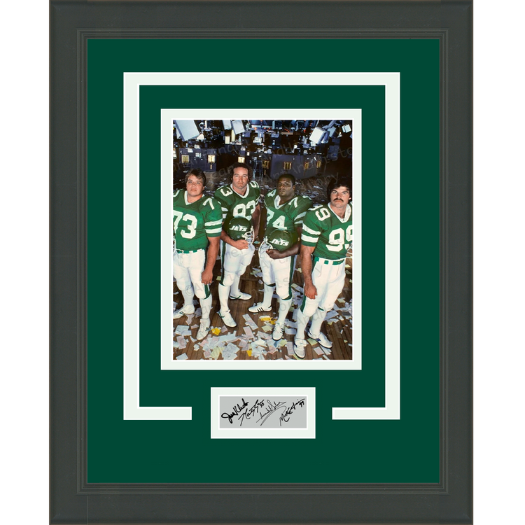 Framed New York Jets Sack Exchange Facsimile Laser Engraved Signature Auto 11x14 Football Photo