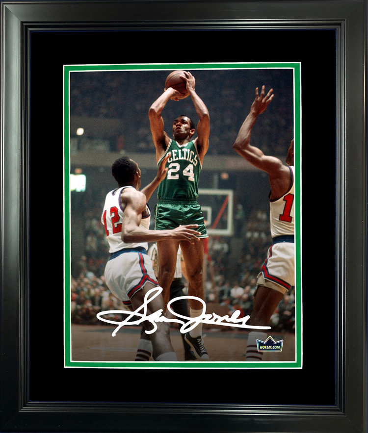 Framed Sam Jones Boston Celtics Facsimile Laser Engraved Signature Auto 11"x14"Basketball Photo HOFSM Holo