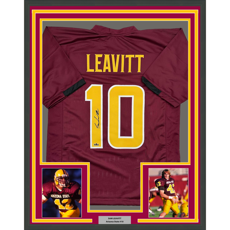 Framed Facsimile Autographed Sam Leavitt 35x39 Arizona State Red Reprint Laser Auto College Football Jersey