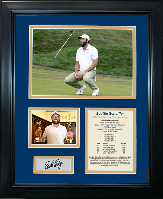 Framed Scottie Scheffler 2024 The Players Championship at TPC Sawgrass PGA Tour Facsimile Laser Engraved Signature Auto 11"x14" Golf Photo Sig Collage