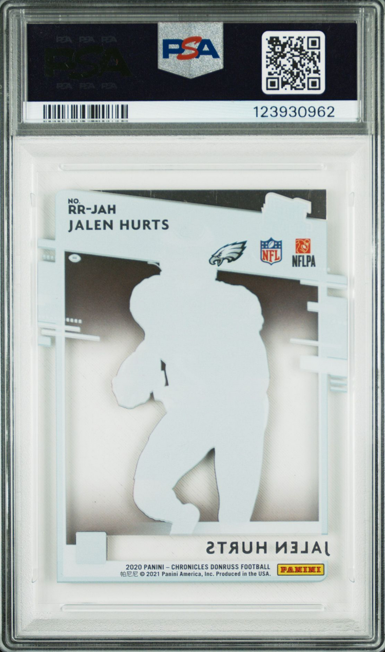 Graded 2020 Panini Chronicles Jalen Hurts #RRJAH Clearly Donruss Rated Rookie RC Football Card PSA 9 Mint