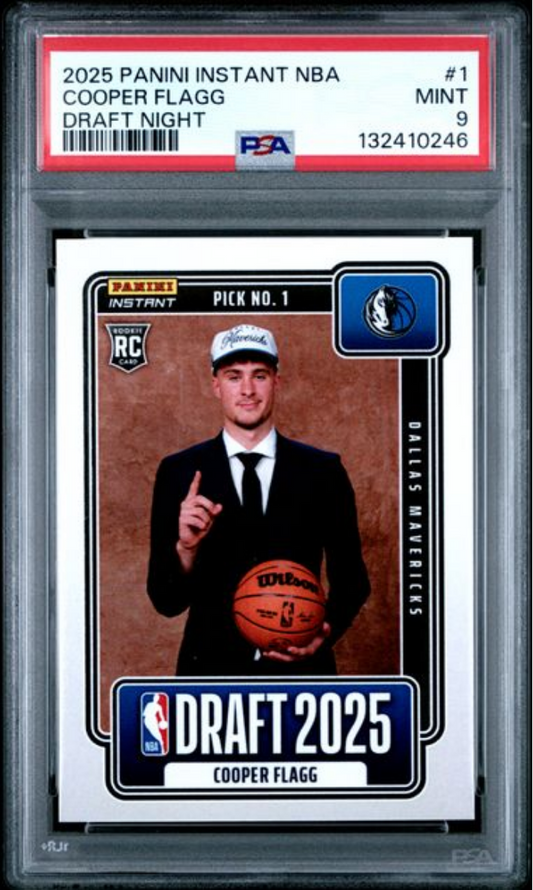 Graded 2025 Panini Instant Cooper Flagg #1 Draft Night Rookie RC Basketball Card PSA 9 Mint