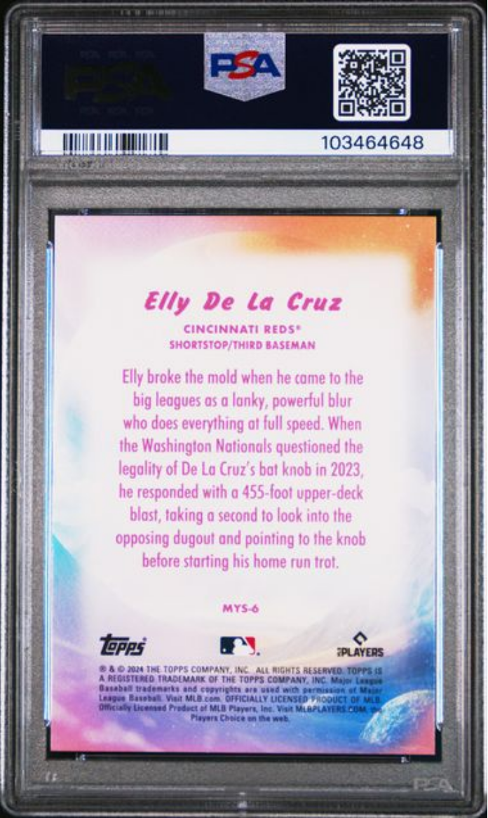 Graded 2024 Topps Update Elly De La Cruz #MYS6 Mystical Black /199 Rookie RC Baseball Card PSA 10 Gem Mint