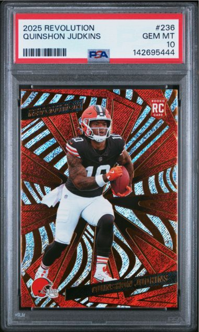 Graded 2025 Panini Revolution Quinshon Judkins #236 Rookie RC Football Card PSA 10 Gem Mint
