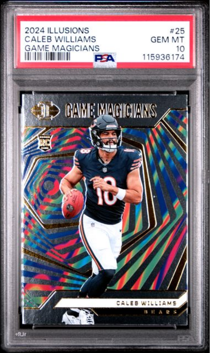 Graded 2024 Panini Illusions Caleb Williams #25 Game Magicians Rookie RC Football Card PSA 10 Gem Mint
