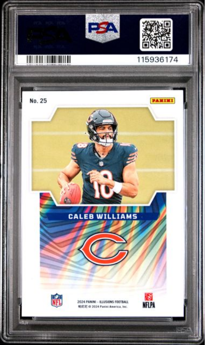Graded 2024 Panini Illusions Caleb Williams #25 Game Magicians Rookie RC Football Card PSA 10 Gem Mint