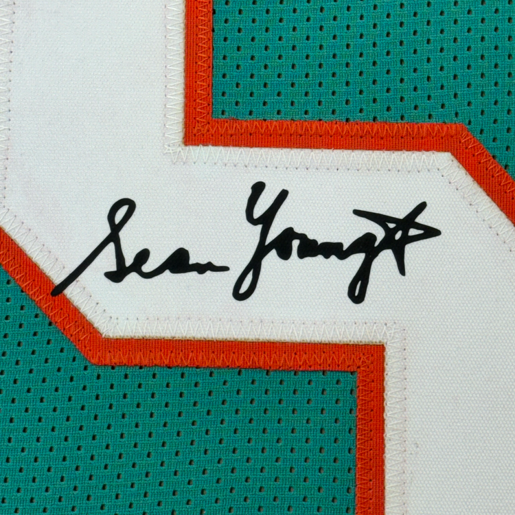 Framed Facsimile Autographed Sean Young Ray Finkle 35x39 Ace Ventura Miami Teal Reprint Laser Auto Football Jersey