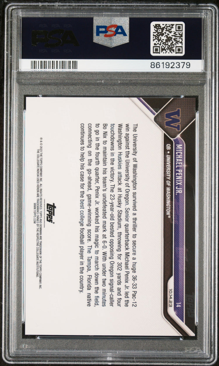 Graded 2023 Topps Bowman U Now Michael Penix Jr. #14 Rookie RC Football Card PSA 10 Gem Mint